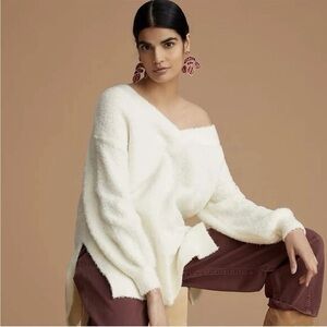 ANTHROPOLOGIE PILCRO TEDDY V-NECK TUNIC SWEATER SIZE SMALL